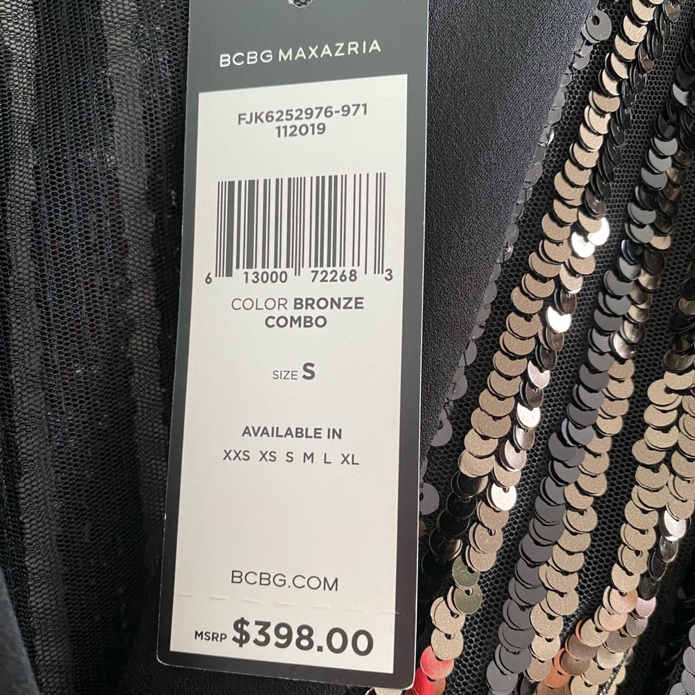 BCBGMaxAzria Black & Gold Sequin Wrap Dress Size Small New With Tag - Picture 8 of 12